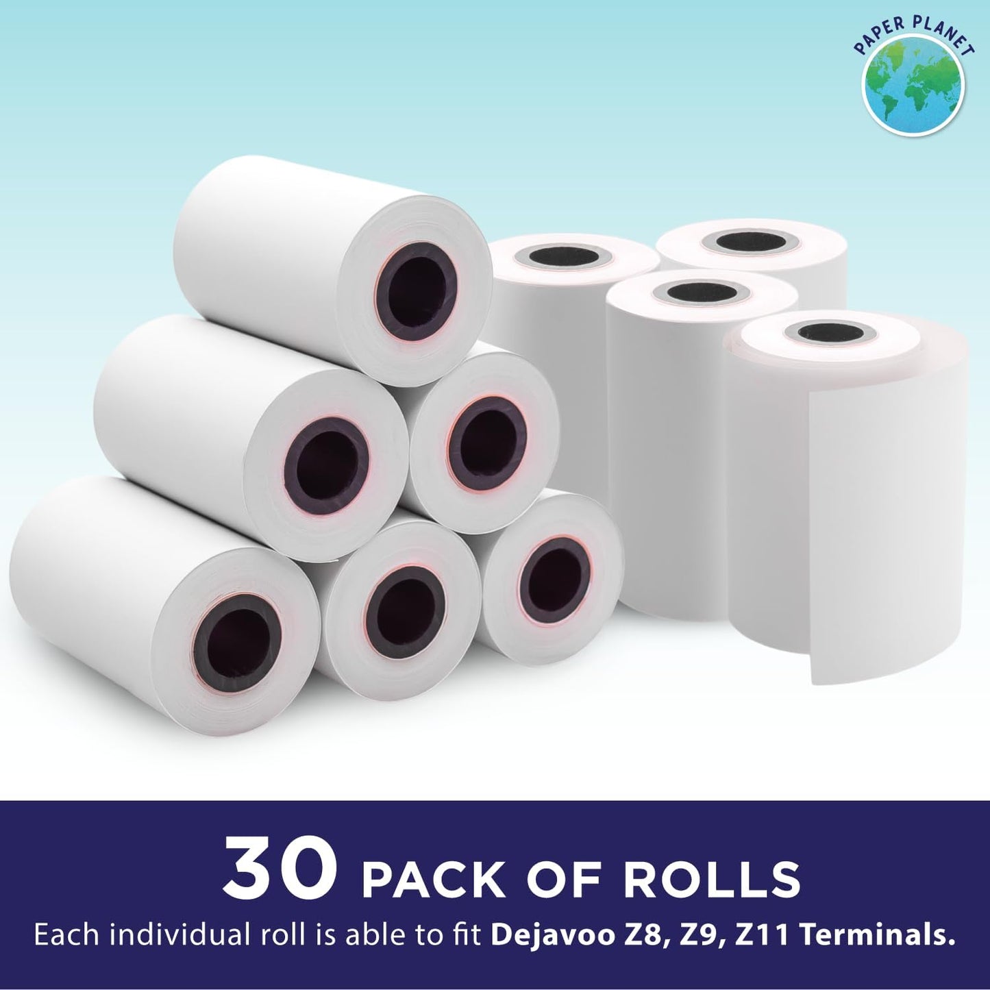 30 rolls Thermal Paper for Dejavoo Terminal P1, P3, P8, QD1, QD2, QD4, Z8, Z9, Z11 by Paper Planet