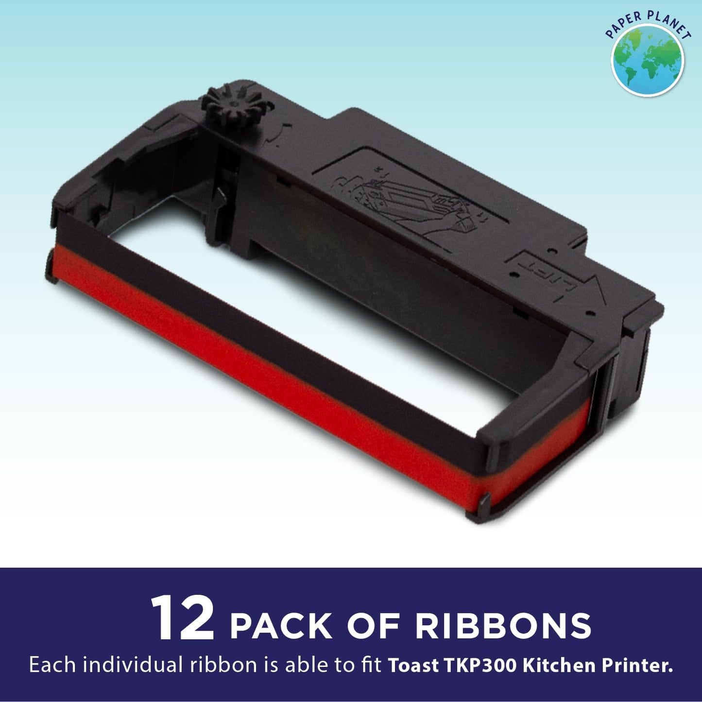 Red and Black Ink Printer Ribbons for Toast TKP300 Kitchen Printer by Paper Planet | Compatible with TKP300 SNBC BTP-M300 | 12 Ink Ribbons