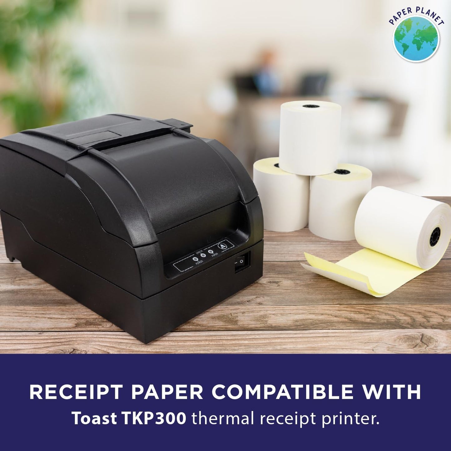 Kitchen Printer Paper for Toast TKP300 Kitchen Printer by Paper Planet | Compatible with TKP300 SNBC BTP-M300 | 2-Ply Carbonless Paper (White/Yellow) | 18 Rolls