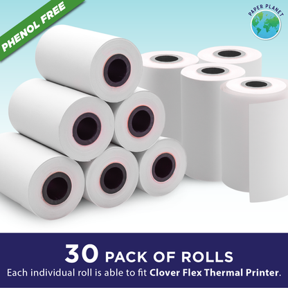 Phenol-Free Thermal Paper for Clover Flex | 30 Rolls | BPS Free & BPA Free