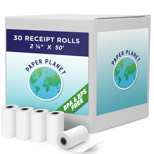 2 1/4" x 50' Phenol Free (BPS Free & BPA Free) Thermal Paper | 30 Rolls
