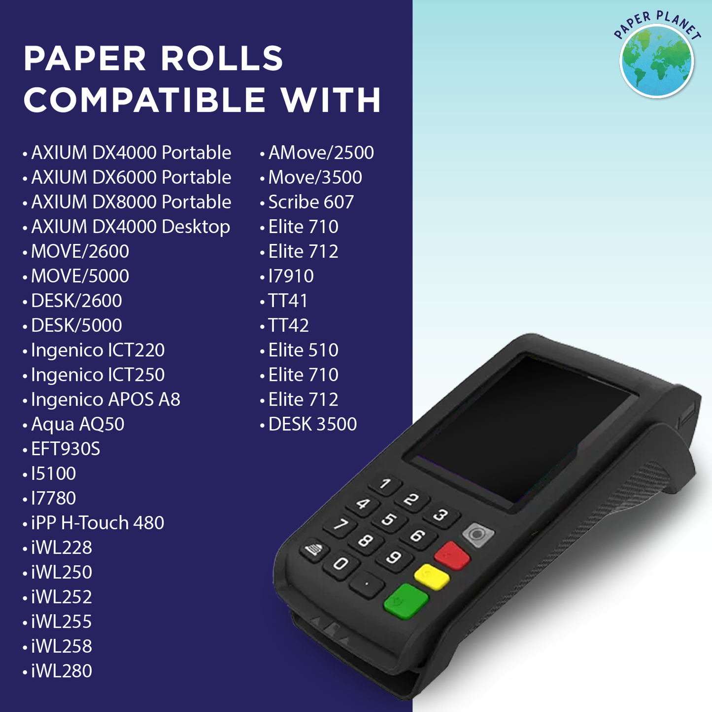 Thermal Paper for Ingenico Move, Desk, Axium, Elite, and More | 30 Rolls