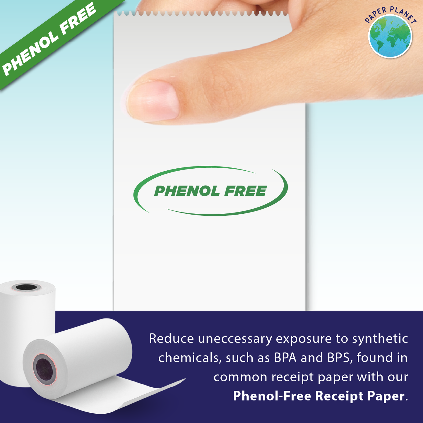 30 Phenol Free (BPS Free & BPA Free) Thermal Rolls fits Square Terminal