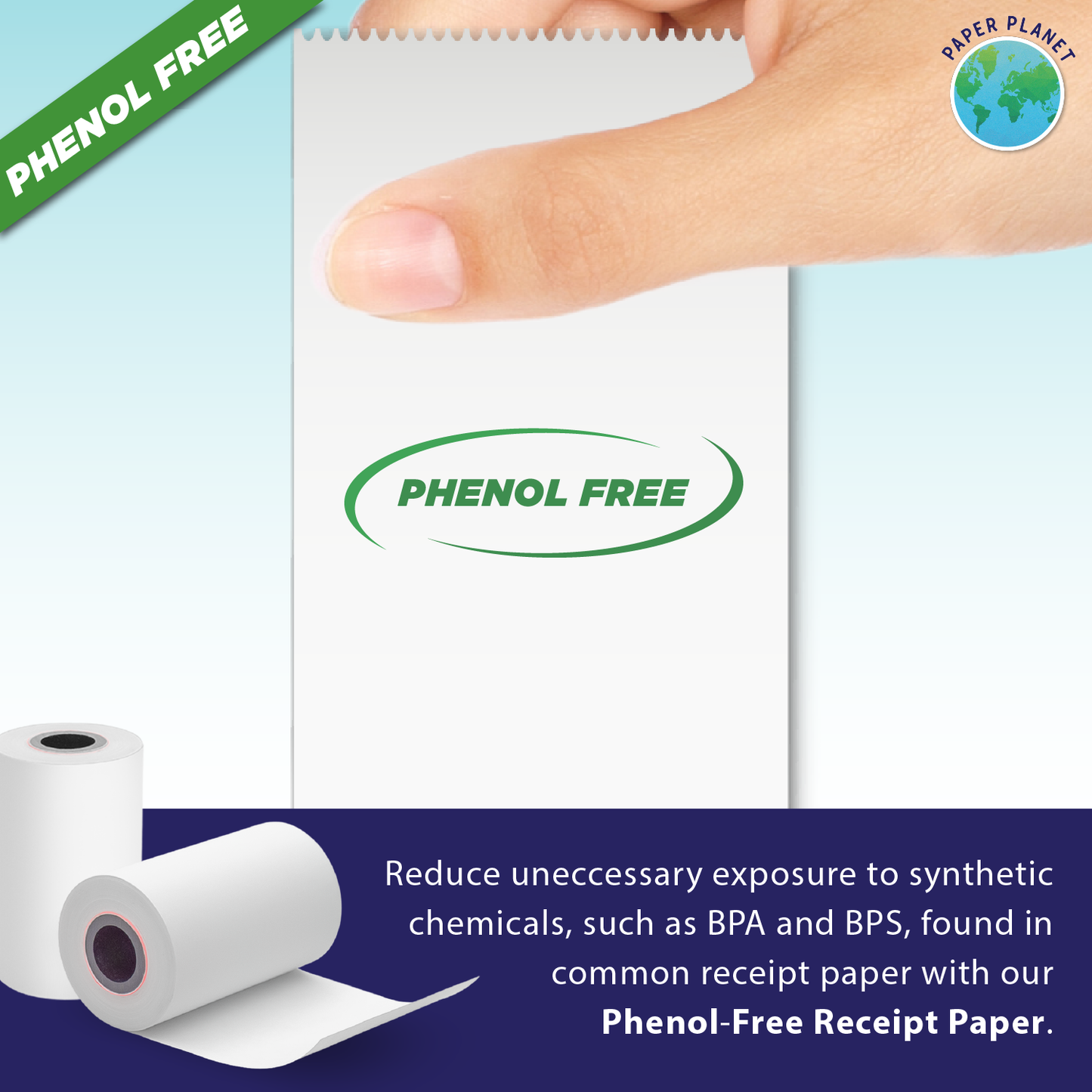 Phenol Free Thermal Paper for Poynt Smart Thermal Terminal | 10 Rolls | BPS & BPA Free