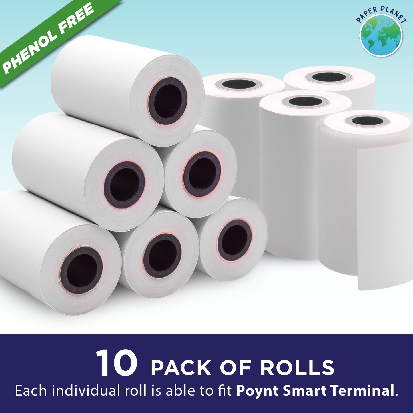 Phenol Free Thermal Paper for Poynt Smart Thermal Terminal | 10 Rolls | BPS & BPA Free