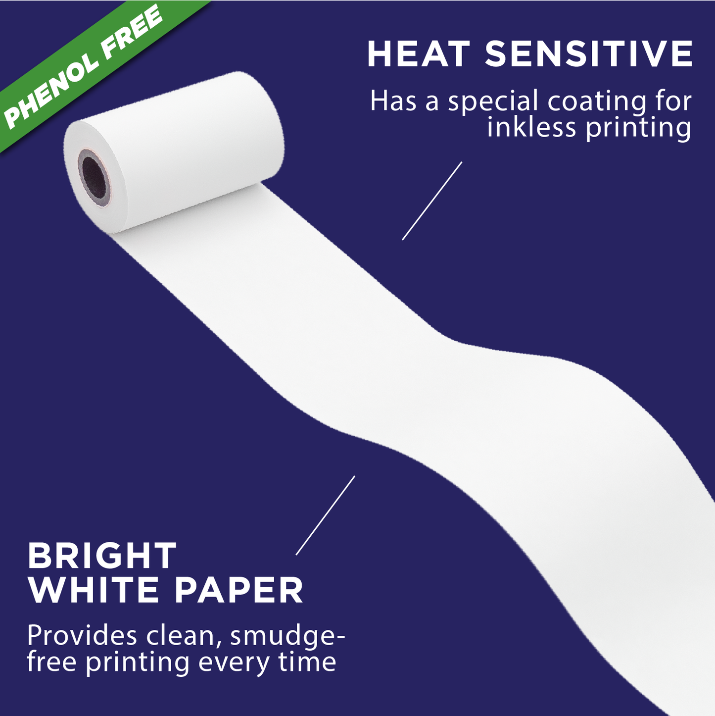 Phenol Free Thermal Paper for Poynt Smart Thermal Terminal | 10 Rolls | BPS & BPA Free