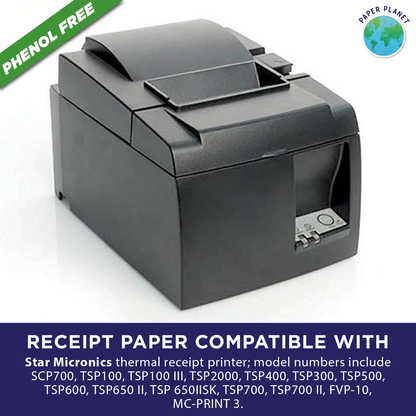 Phenol-Free Thermal Rolls for Square Register | 20 Rolls | BPS Free & BPA Free