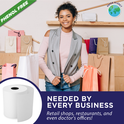 Phenol-Free Thermal Rolls for Square Register | 20 Rolls | BPS Free & BPA Free