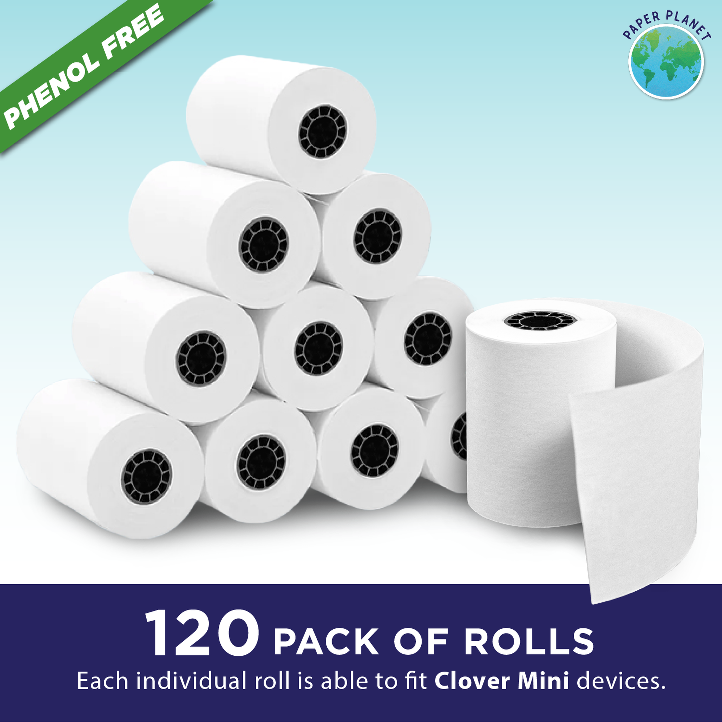 Phenol Free (BPS Free & BPA Free) Thermal Paper for Clover Mini | 120 Rolls